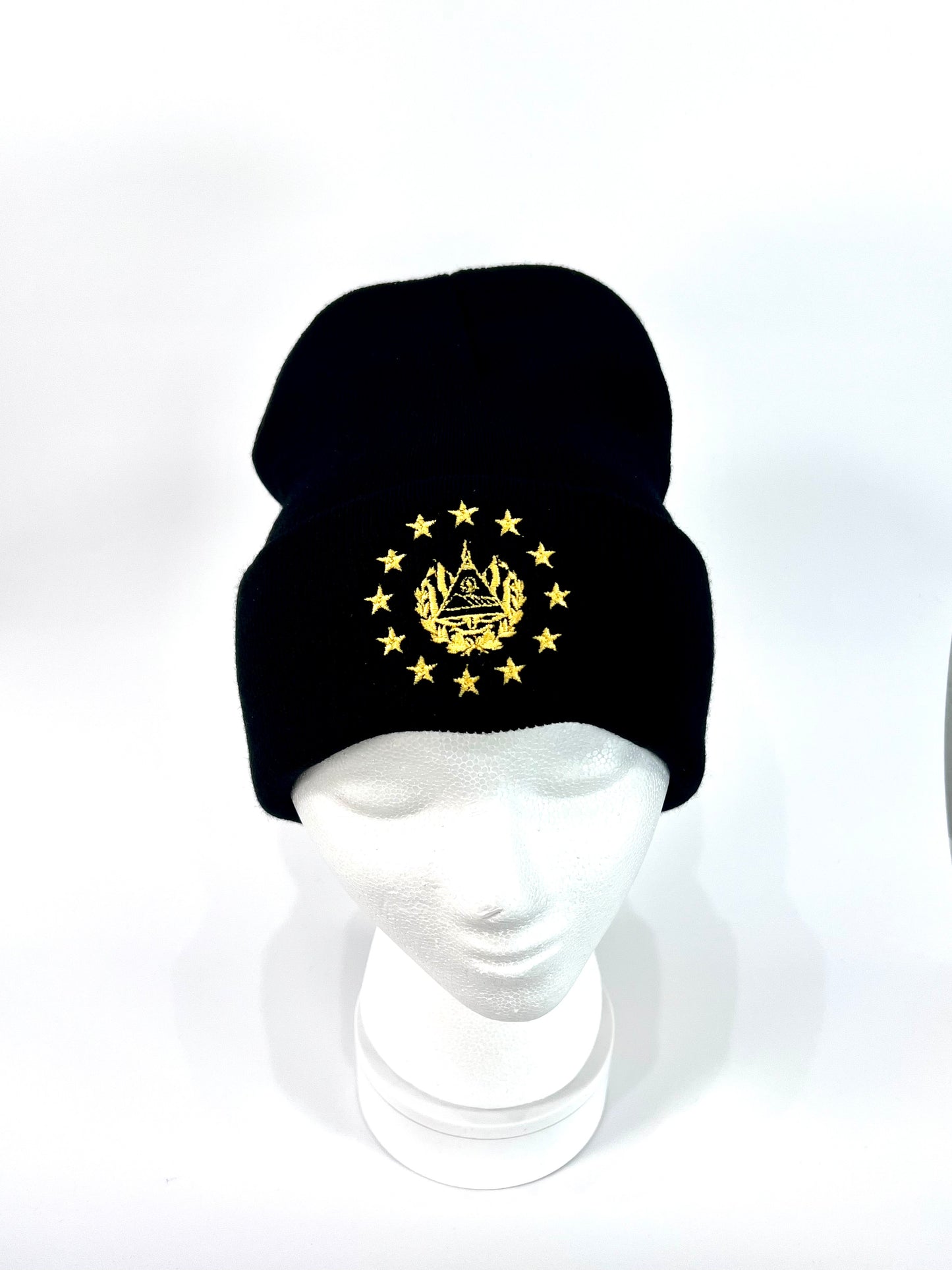 El Salvador Shield Embroidery Black Beanie - Unisex
