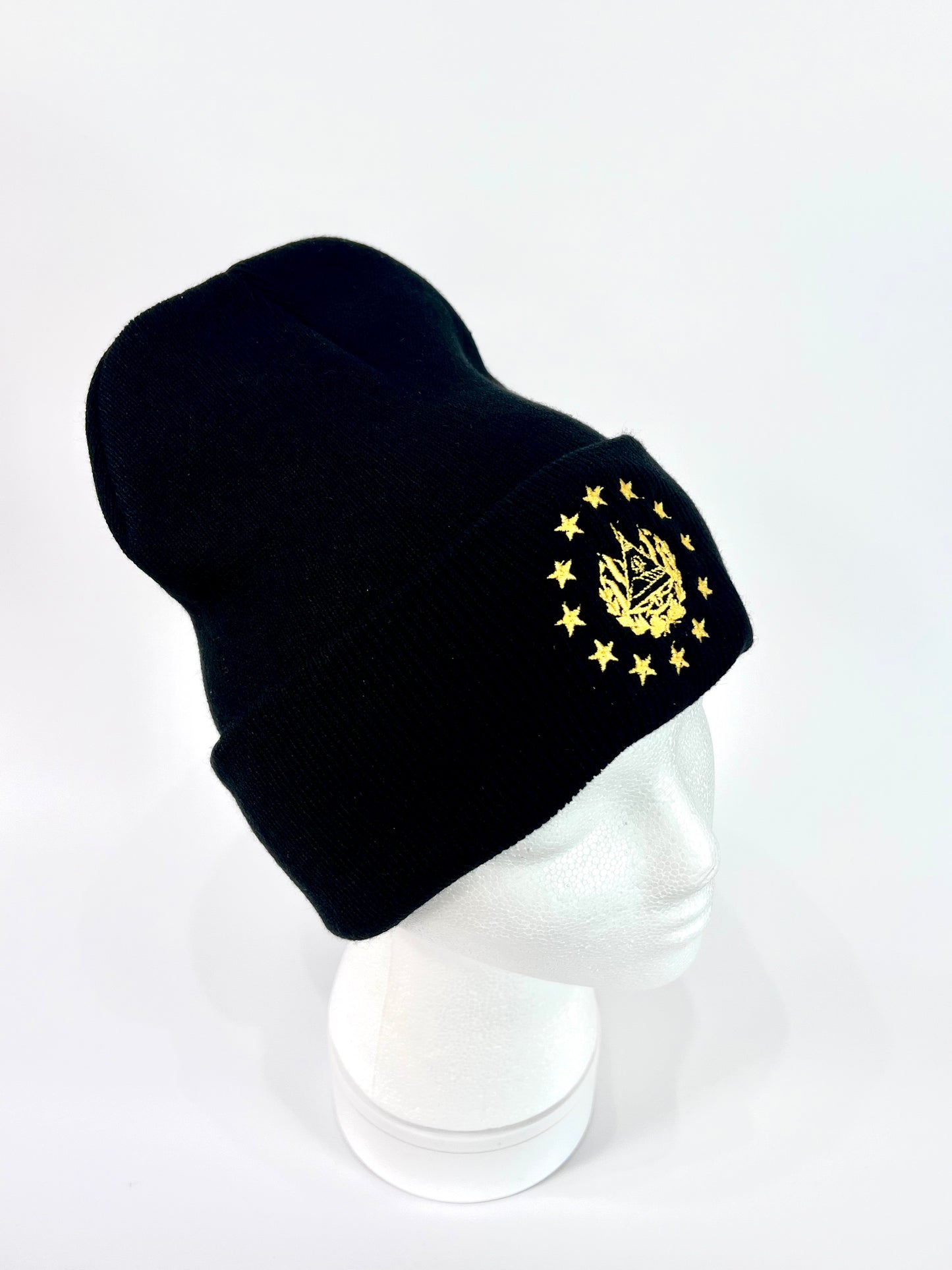 El Salvador Shield Embroidery Black Beanie - Unisex