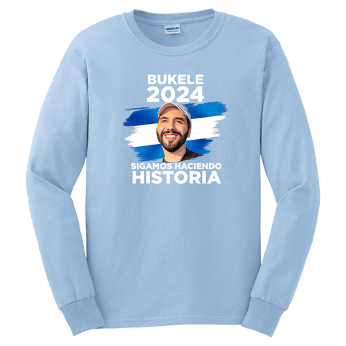 Nayib Bukele President 2024 Reelection Light Blue Long Sleeve T-Shirt - Unisex