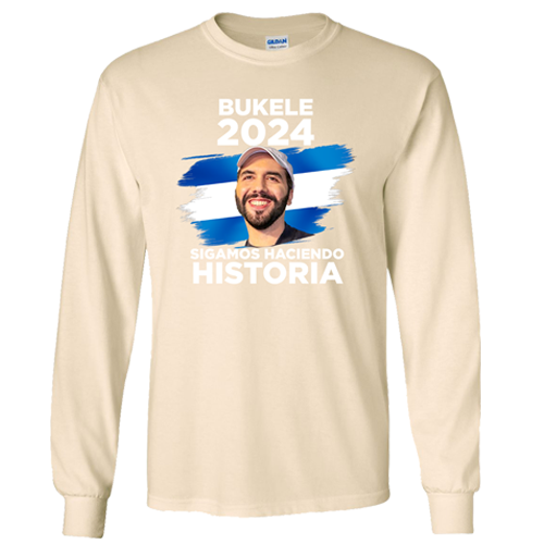 Nayib Bukele President 2024 Reelection Beige Long Sleeve T-Shirt - Unisex