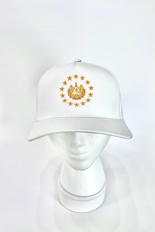 El Salvador White Cap Embroidered Shield - Unisex