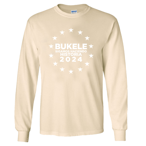 Nayib Bukele Beige Long Sleeve T-shirt Reelection 2024 - Unisex