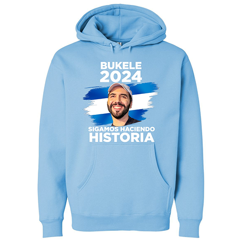 Nayib Bukele President 2024 Reelection Light Blue Hoodie El Salvador - Unisex