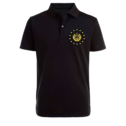 El Salvador Gold Embroidery Shield Black Polo Shirt - Unisex