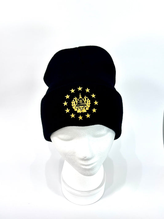 El Salvador Shield Embroidery Black Beanie  - Unisex