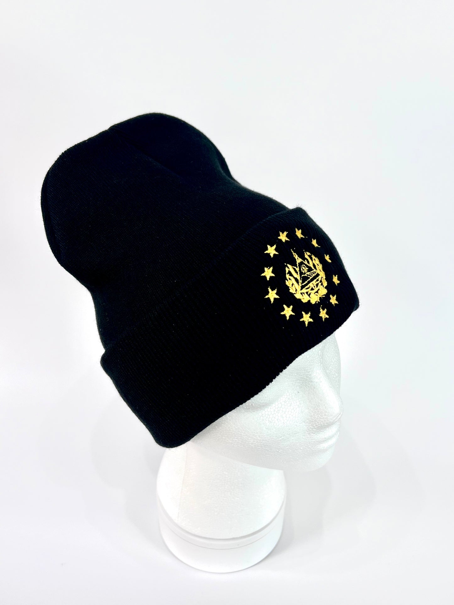 El Salvador Shield Embroidery Black Beanie  - Unisex