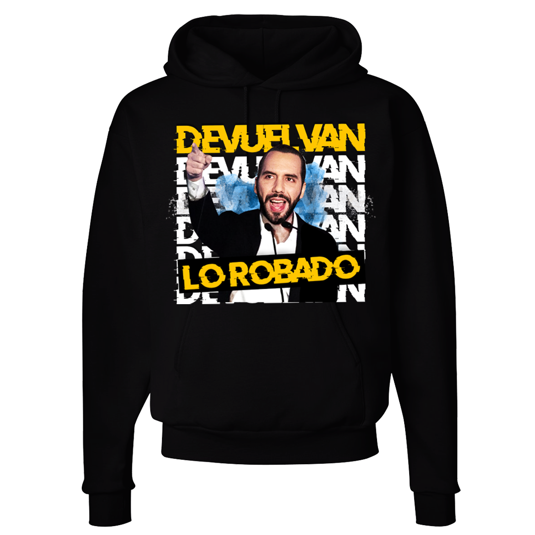 Nayib Bukele Black Hoodie “Devuelvan Lo Robado” El Salvador - Unisex