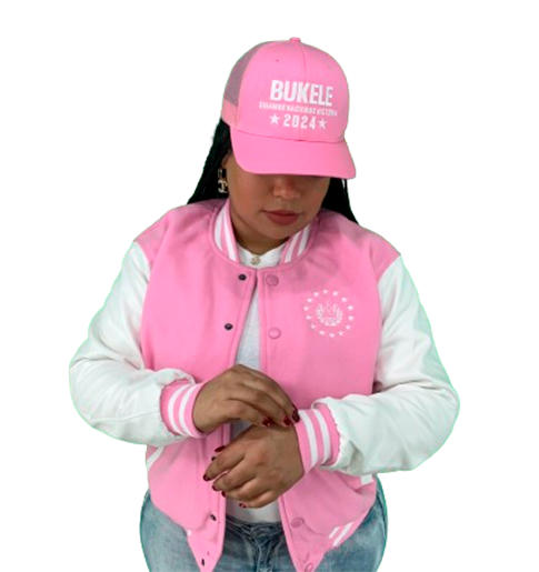 El Salvador Pink Varsity Jacket Embroidery Shield - Unisex