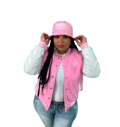 El Salvador Pink Varsity Jacket Embroidery Shield - Unisex