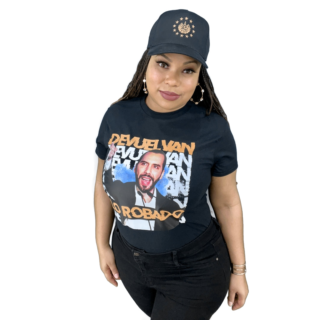 Nayib Bukele Black T-shirt  “Devuelvan Lo Robado”  El Salvador