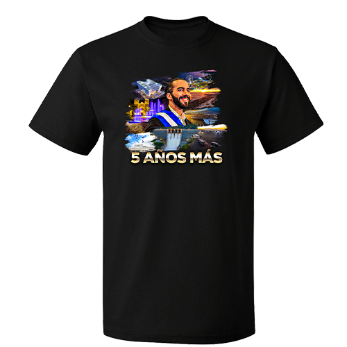 Nayib Bukele Black T-shirt  “5 Años Más”  El Salvador