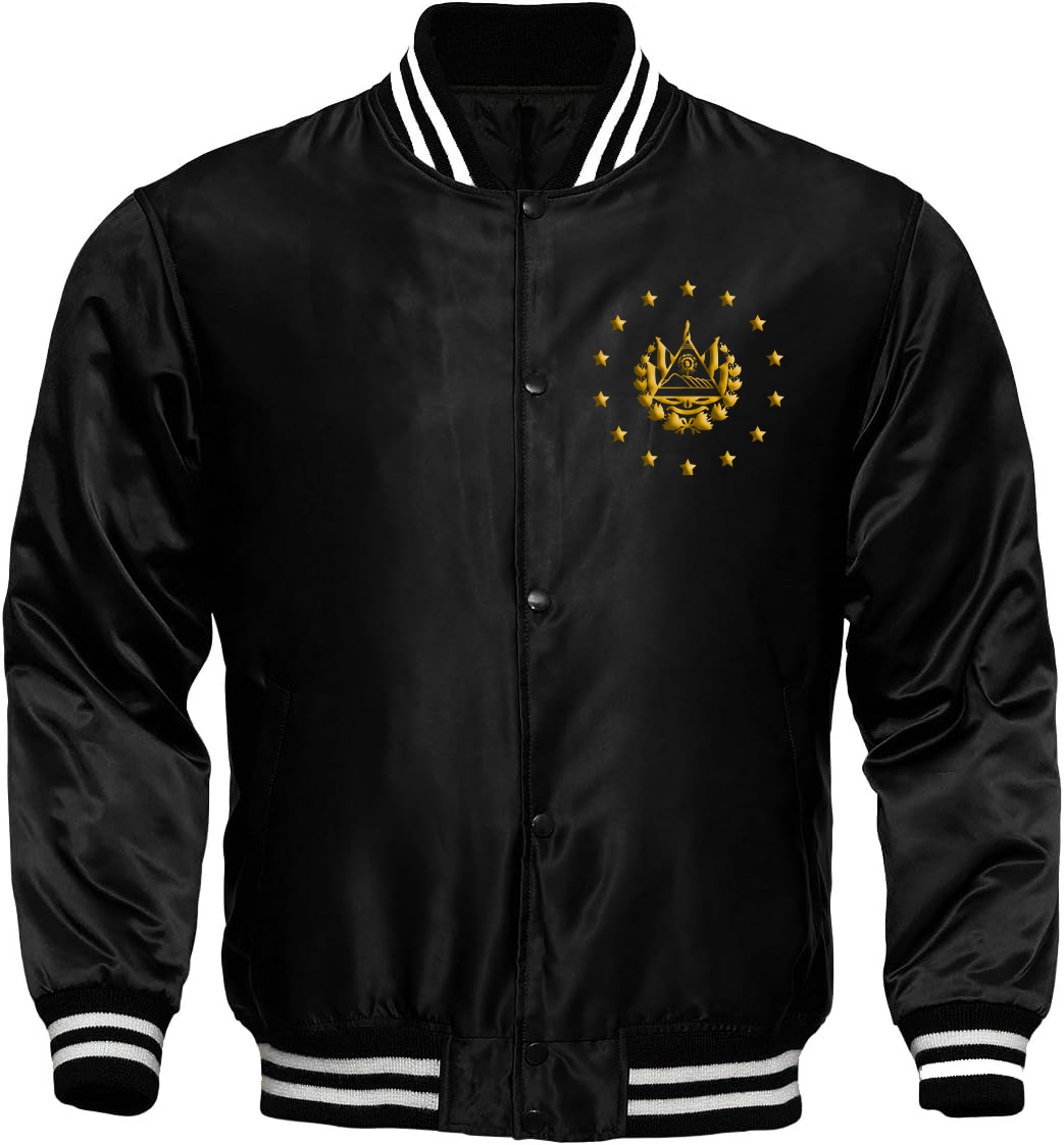 El Salvador Black Varsity Jacket Embroidery Shield - Unisex