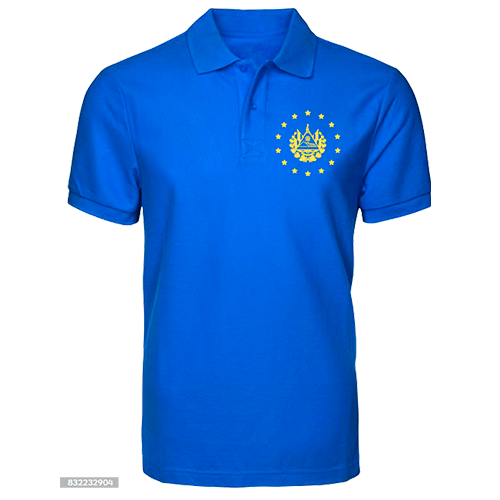 El Salvador Gold Embroidery Shield Blue Polo Shirt - Unisex