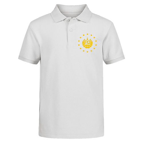 El Salvador Gold Embroidery Shield White Polo Shirt - Unisex